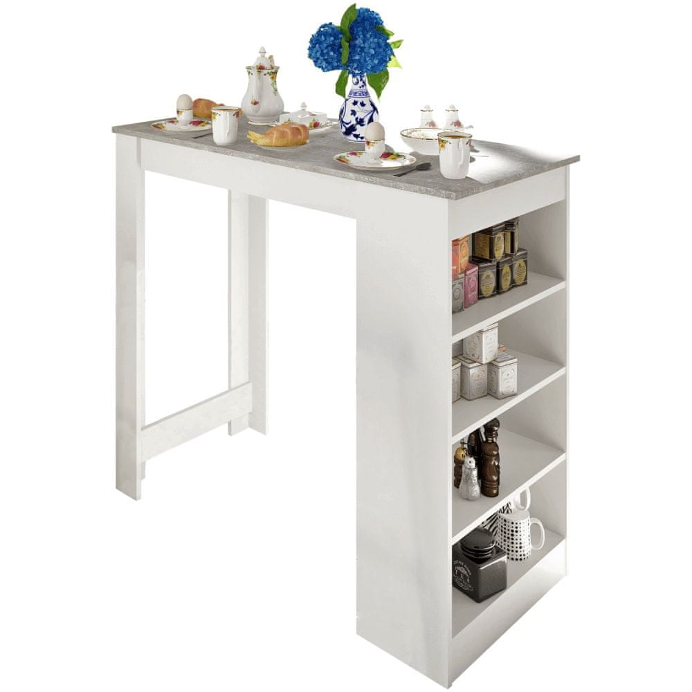 KONDELA Barový stôl Austen - biela / betón